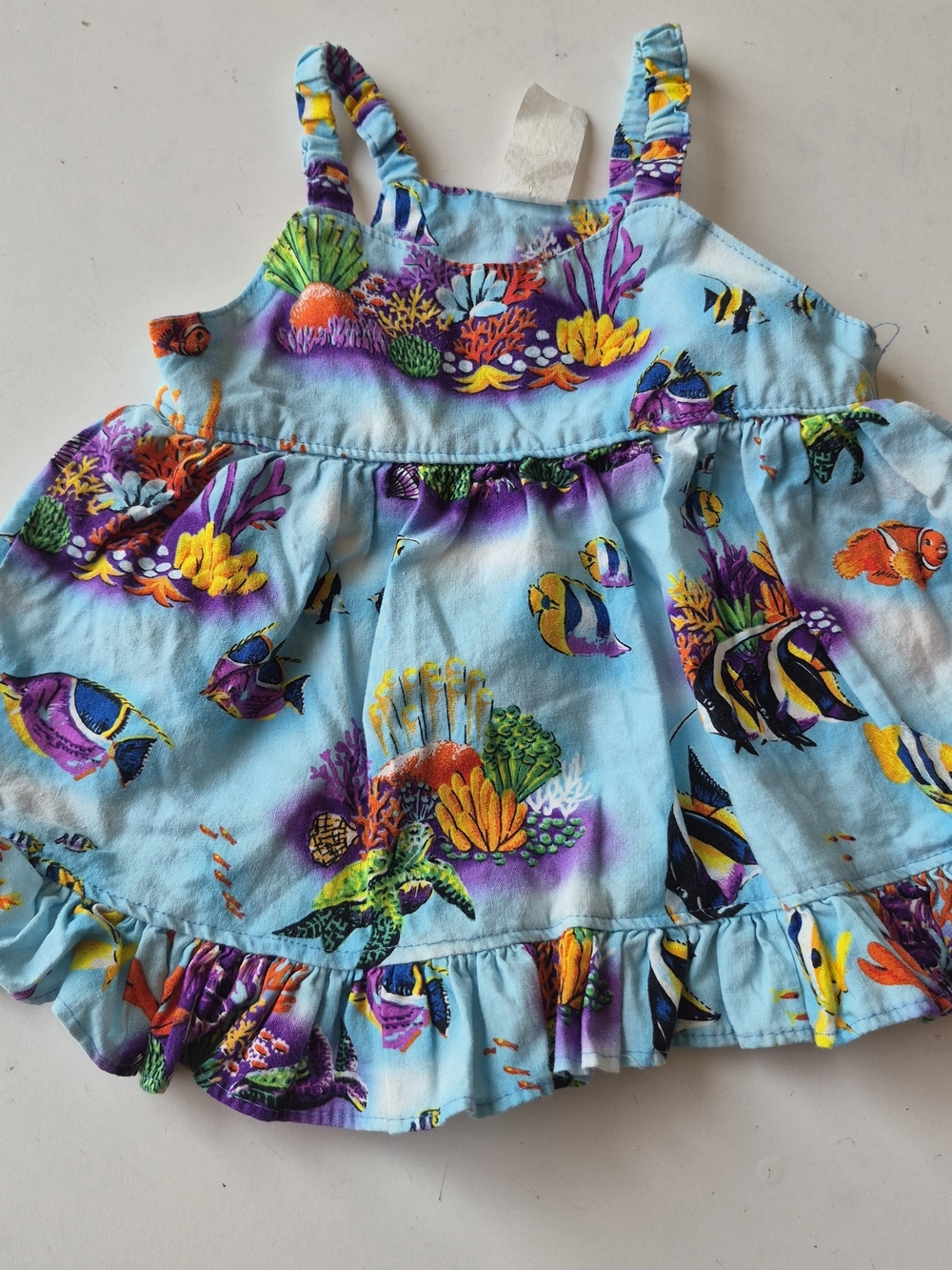 Source Unknown Light Blue Tropical Fish Sundress